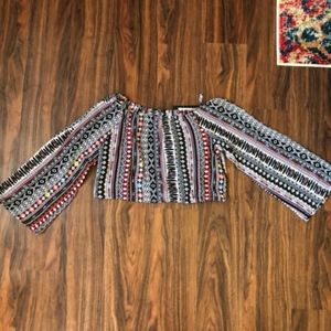 Nasty Gal Off-the-Shoulder Long-Sleeve Crop Top